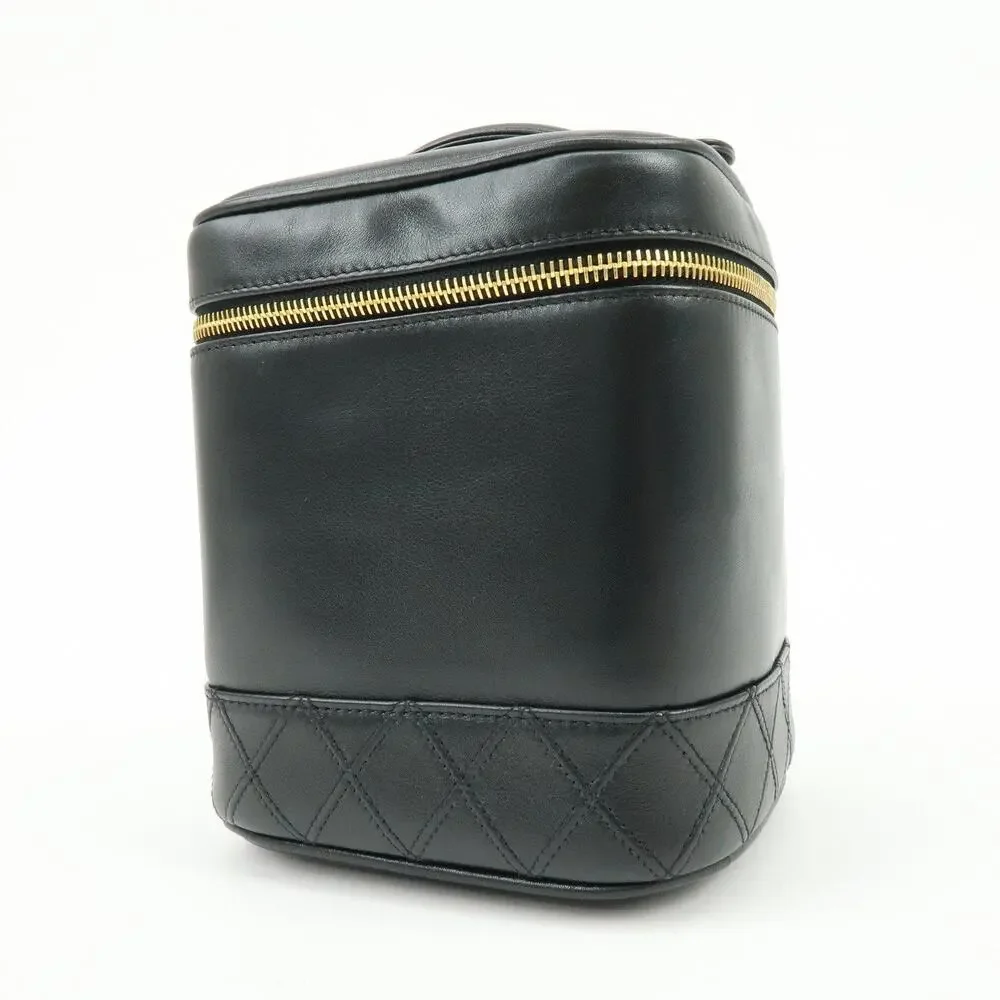 Chanel Vanity Case Lambskin Cosmetic Pouch Black